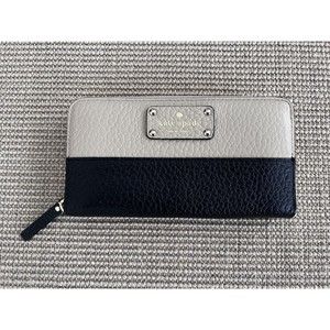 NEW Kate Spade Grove Court Lacey Zippy Zip Around Wallet Bag Ivory Pearl Black 2